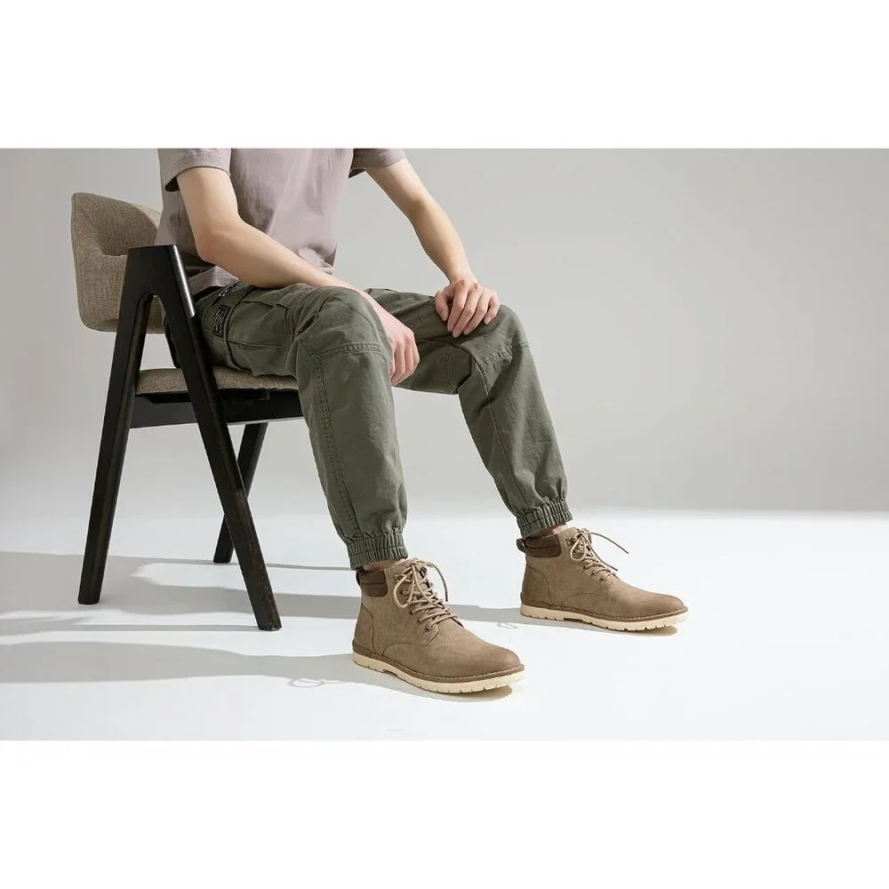 〽️Men's Chukka Hiking Boots Khaki Waterproof Comfortable Casual Lace Up Shoes